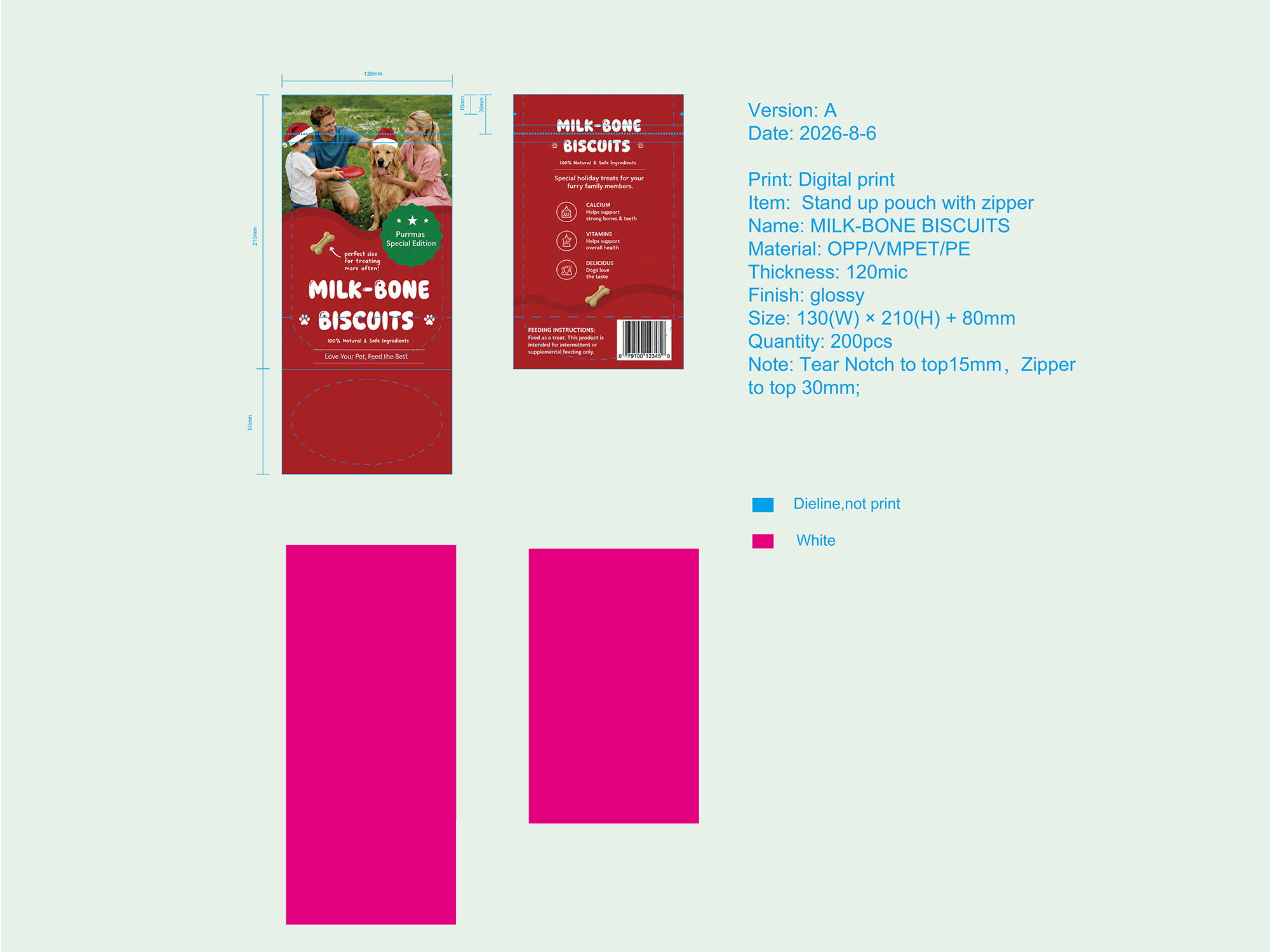 Flexible pouch dieline & layout