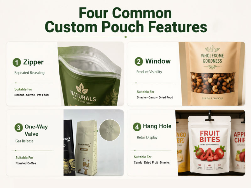 four common custom pouch features