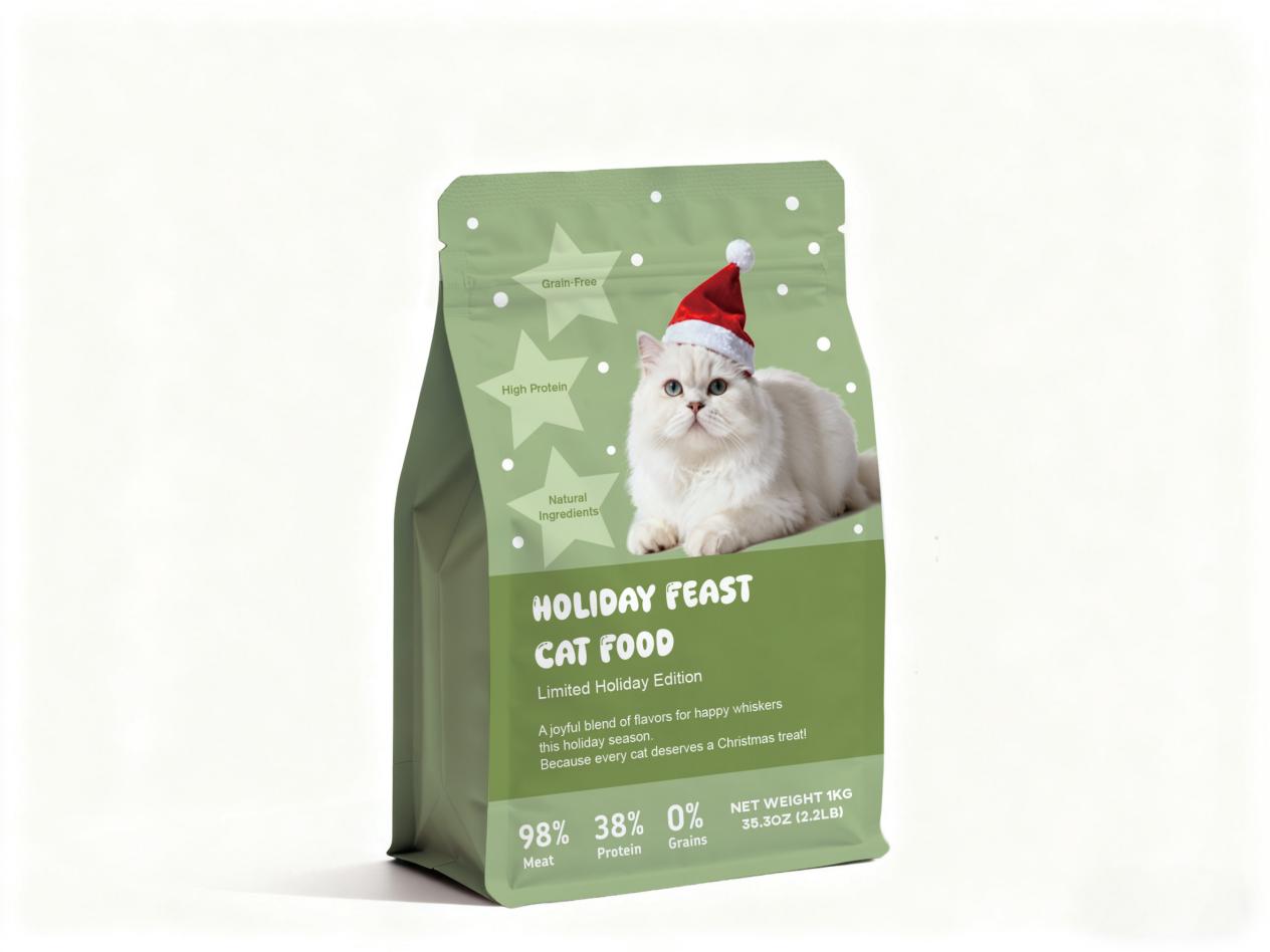 Holiday limited cat food flat bottom pouch