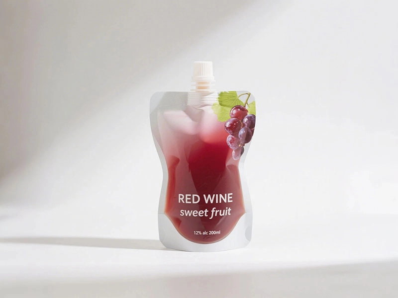 Aluminum drink pouch with spout for alcohol