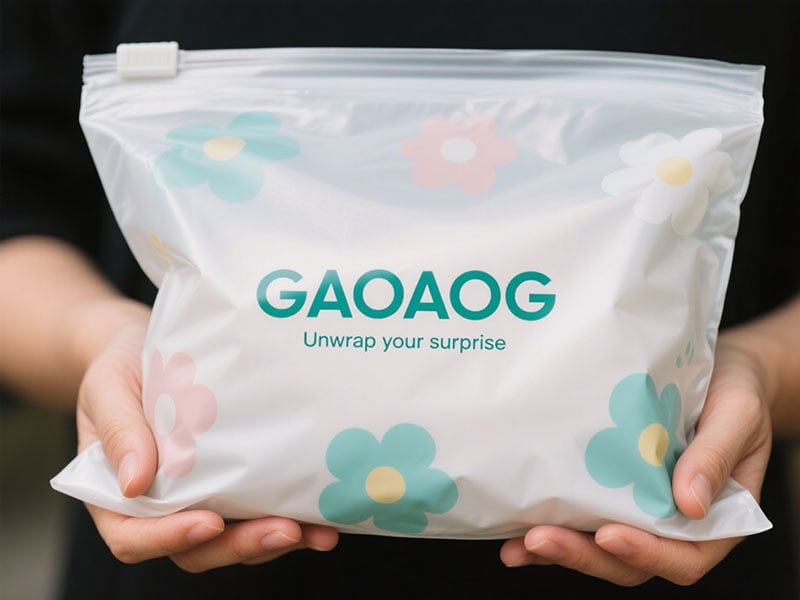 Bolsa de zíper deslizante com bloco branco para roupas de marca personalizada