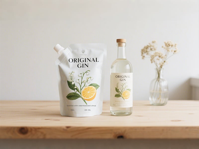 Bolsa para bebida de canto GIN Premium Spirit vs. garrafa