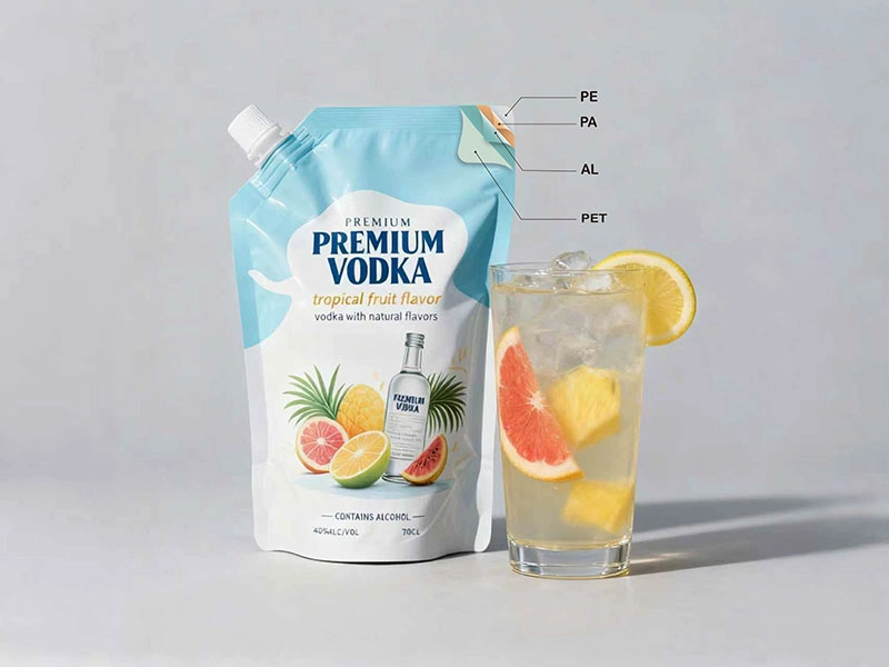 Spout Pouch Packaging Materials for 70CL Vodka Alcoholic Beverages