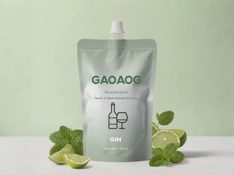 alcoholic beverage ready to drink pouch with spout