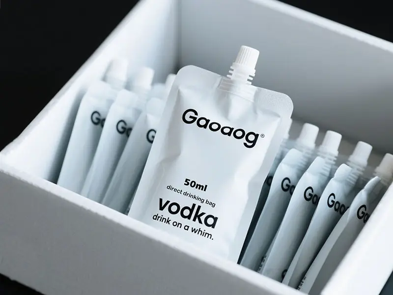Small boxes of vodka drink bags