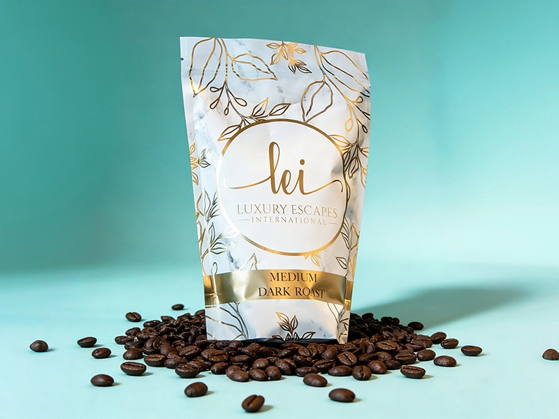 Medium-roasted coffee hot stamping packaging stand up pouch