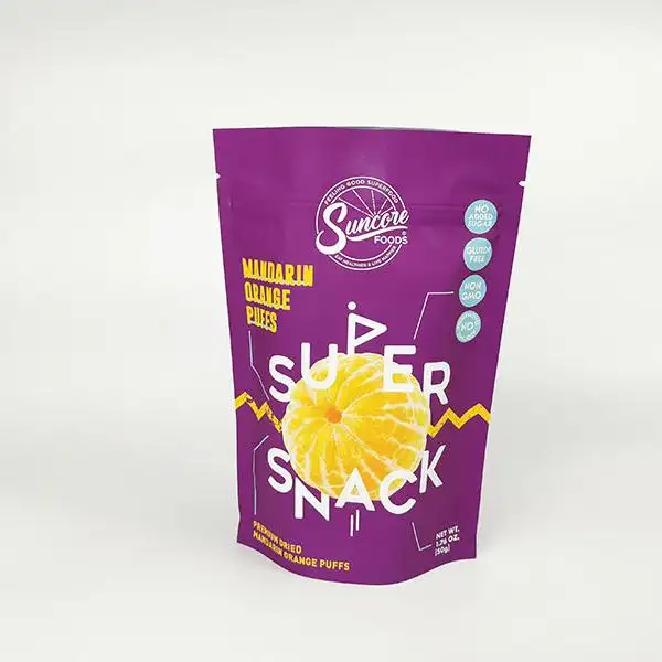 busta stand-up opaca con MOQ basso per super snack