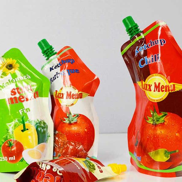 shaped spout pouch for ketchup chili
